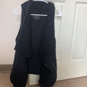 Faux fur black style vest